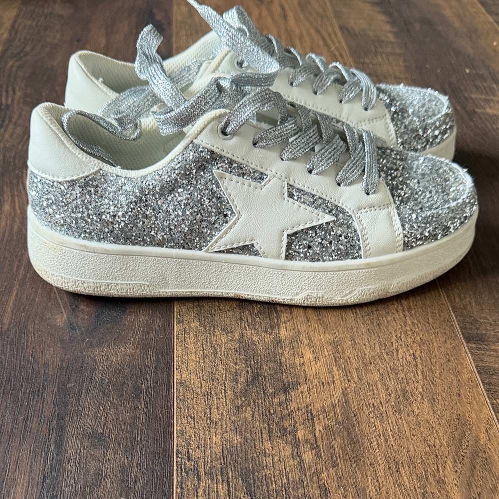 Silver Glitter Star Sneakers